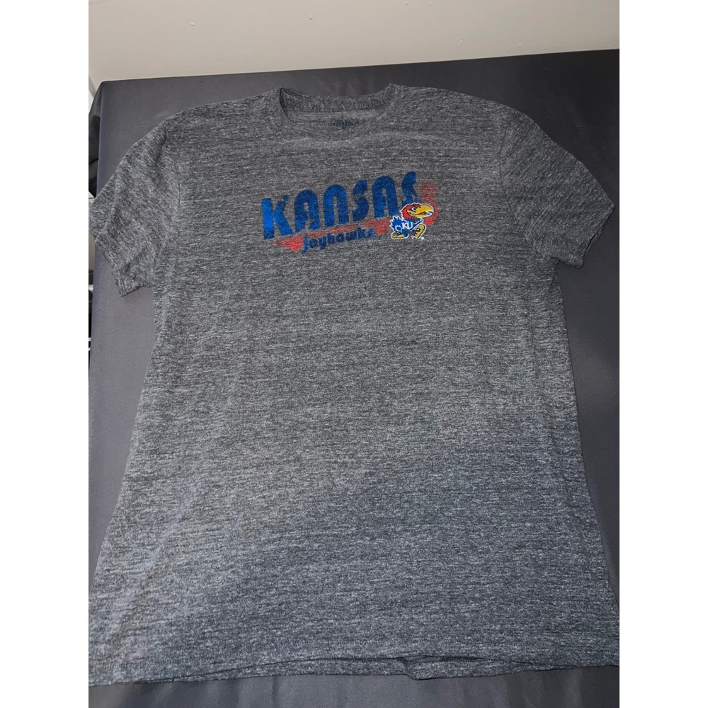 Kansas Jayhawks Original Retro Brand Mens Gray Graphic T-Shirt KU Large